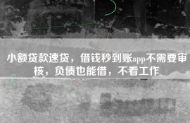 小额贷款速贷，借钱秒到账app不需要审核，负债也能借，不看工作