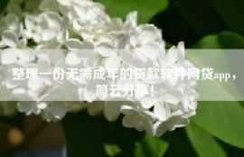 整理一份无需成年的贷款软件网贷app，简云分享！