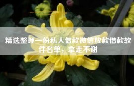 精选整理一份私人借款微信放款借款软件名单，拿走不谢