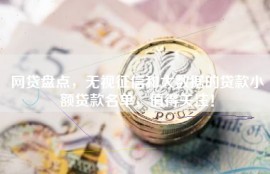 网贷盘点，无视征信和大数据的贷款小额贷款名单，值得关注！
