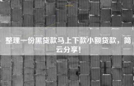 整理一份黑贷款马上下款小额贷款，简云分享！
