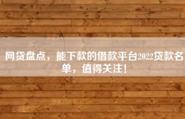 网贷盘点，能下款的借款平台2022贷款名单，值得关注！
