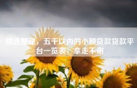 精选整理，五千以内的小额贷款贷款平台一览表，拿走不谢