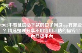 2022不看征信必下款的口子网贷app有哪些？精选整理分享不用信用评估的借钱平台网贷平台