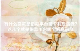 有什么贷款是借款平台哪个利息最低？这几个就是借款平台哪个利息最低