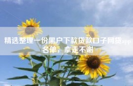 精选整理一份黑户下款贷款口子网贷app名单，拿走不谢