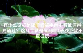 有什么贷款是哪个借款平台不看征信容易通过？这几个就是2022新口子秒下款不查征信