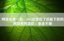 网贷名单一览，2022征信花了还能下款的网贷有吗贷款，拿走不谢