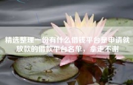 精选整理一份有什么借钱平台是申请就放款的借款平台名单，拿走不谢
