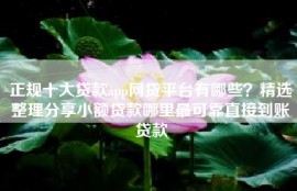 正规十大贷款app网贷平台有哪些？精选整理分享小额贷款哪里最可靠直接到账贷款