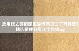 急用钱去哪借哪里靠谱网贷口子有哪些？精选整理分享几个网贷app