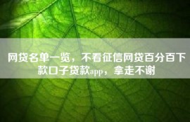 网贷名单一览，不看征信网贷百分百下款口子贷款app，拿走不谢
