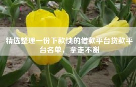 精选整理一份下款快的借款平台贷款平台名单，拿走不谢