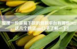 整理一份容易下款的借款平台有哪些2022，这几个网贷app口子了解一下！