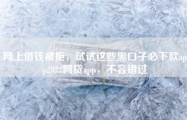 网上借钱被拒，试试这些黑口子必下款app2022网贷app，不容错过