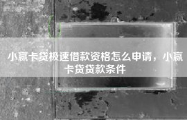 小赢卡贷极速借款资格怎么申请，小赢卡贷贷款条件