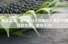 网贷盘点，借10万马上到账私人放款小额贷款名单，值得关注！