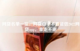 网贷名单一览，网贷口子不看征信2022网贷app，拿走不谢