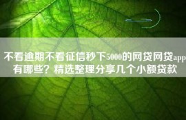 不看逾期不看征信秒下5000的网贷网贷app有哪些？精选整理分享几个小额贷款