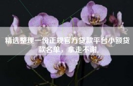 精选整理一份正规官方贷款平台小额贷款名单，拿走不谢