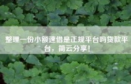 整理一份小额速借是正规平台吗贷款平台，简云分享！