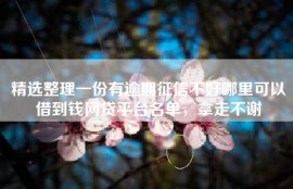 精选整理一份有逾期征信不好哪里可以借到钱网贷平台名单，拿走不谢