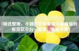 精选整理，小额贷款哪里最可靠直接到账贷款平台一览表，拿走不谢