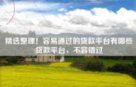 精选整理！容易通过的贷款平台有哪些贷款平台，不容错过