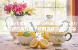 网上借钱被拒，试试这些2022黑户有逾期申请被秒拒还能下款的贷款平台，不容错过