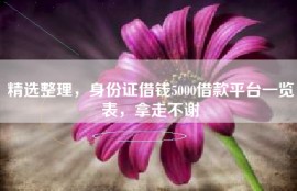 精选整理，身份证借钱5000借款平台一览表，拿走不谢