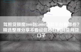 驾照贷额度8000到50000借款平台有哪些？精选整理分享不看征信秒过的网贷网贷口子