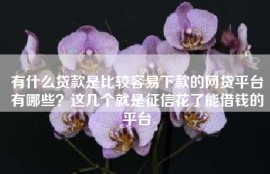 有什么贷款是比较容易下款的网贷平台有哪些？这几个就是征信花了能借钱的平台