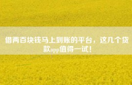 借两百块钱马上到账的平台，这几个贷款app值得一试！