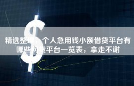 精选整理，个人急用钱小额借贷平台有哪些网贷平台一览表，拿走不谢