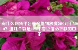 有什么网贷平台是今借到额度7000到手5000？这几个就是2022不看征信必下款的口子