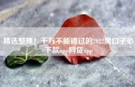 精选整理！千万不能错过的2022黑口子必下款app网贷app