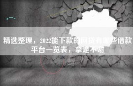精选整理，2022能下款的网贷有哪些借款平台一览表，拿走不谢
