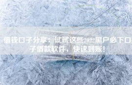 借钱口子分享：试试这些2022黑户必下口子借款软件，快速到账！