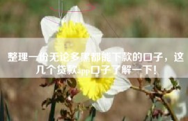 整理一份无论多黑都能下款的口子，这几个贷款app口子了解一下！