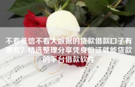 不看征信不看大数据的贷款借款口子有哪些？精选整理分享凭身份证就能贷款的平台借款软件