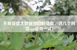 不查征信大数据秒过的贷款，这几个网贷app值得一试！