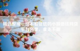 精选整理一份不看征信的小额借钱网贷平台名单，拿走不谢
