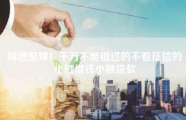 精选整理！千万不能错过的不看征信的小额借钱小额贷款