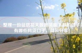 整理一份征信花大数据黑能下款的口子有哪些网贷口子，简云分享！