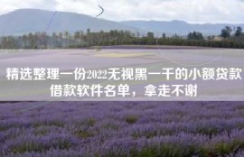 精选整理一份2022无视黑一千的小额贷款借款软件名单，拿走不谢