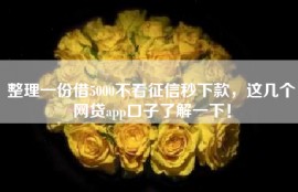整理一份借5000不看征信秒下款，这几个网贷app口子了解一下！