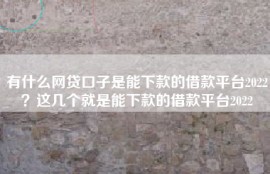 有什么网贷口子是能下款的借款平台2022？这几个就是能下款的借款平台2022