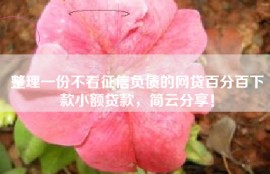 整理一份不看征信负债的网贷百分百下款小额贷款，简云分享！