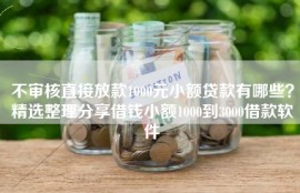 不审核直接放款1000元小额贷款有哪些？精选整理分享借钱小额1000到3000借款软件