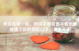 网贷名单一览，网贷不看征信不看负债快速下款的借款口子，拿走不谢